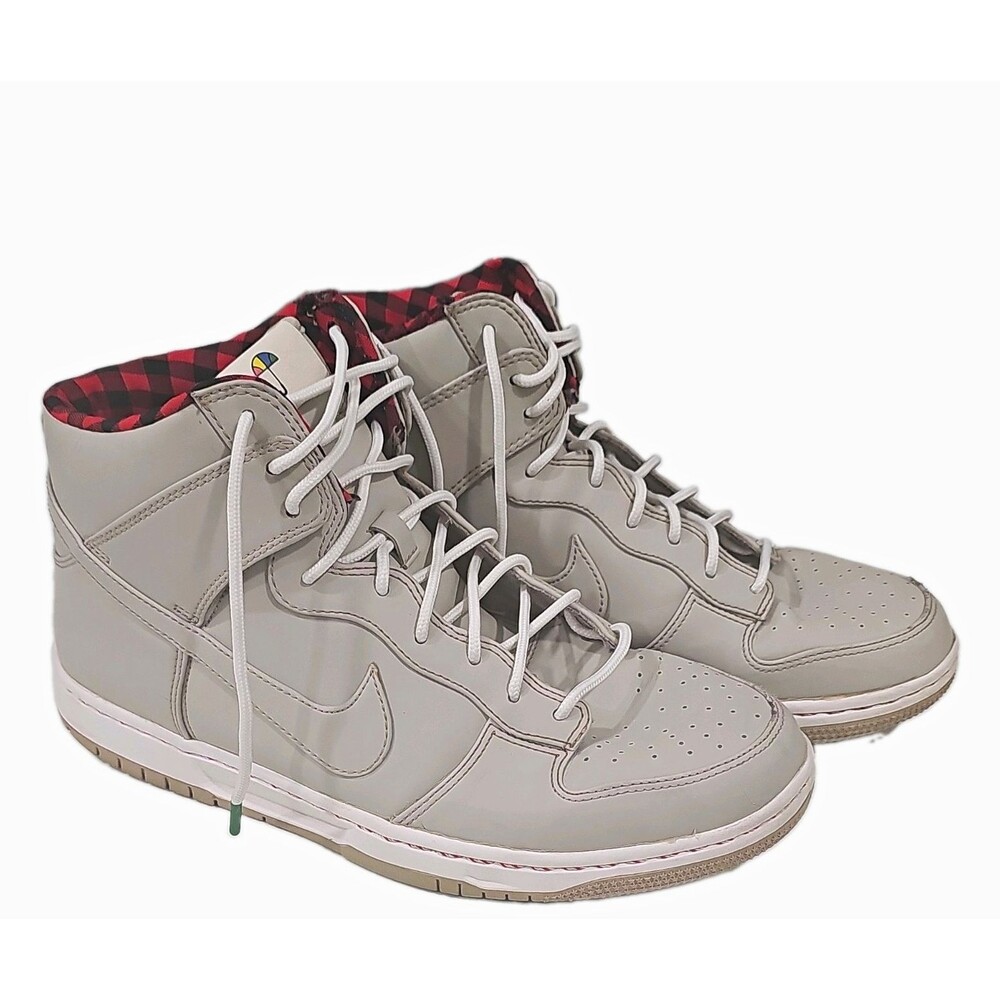 Nike Dunk Ultra High Top String Grey Red Plaid Umbrella 845055-201 Men Sz 10.5